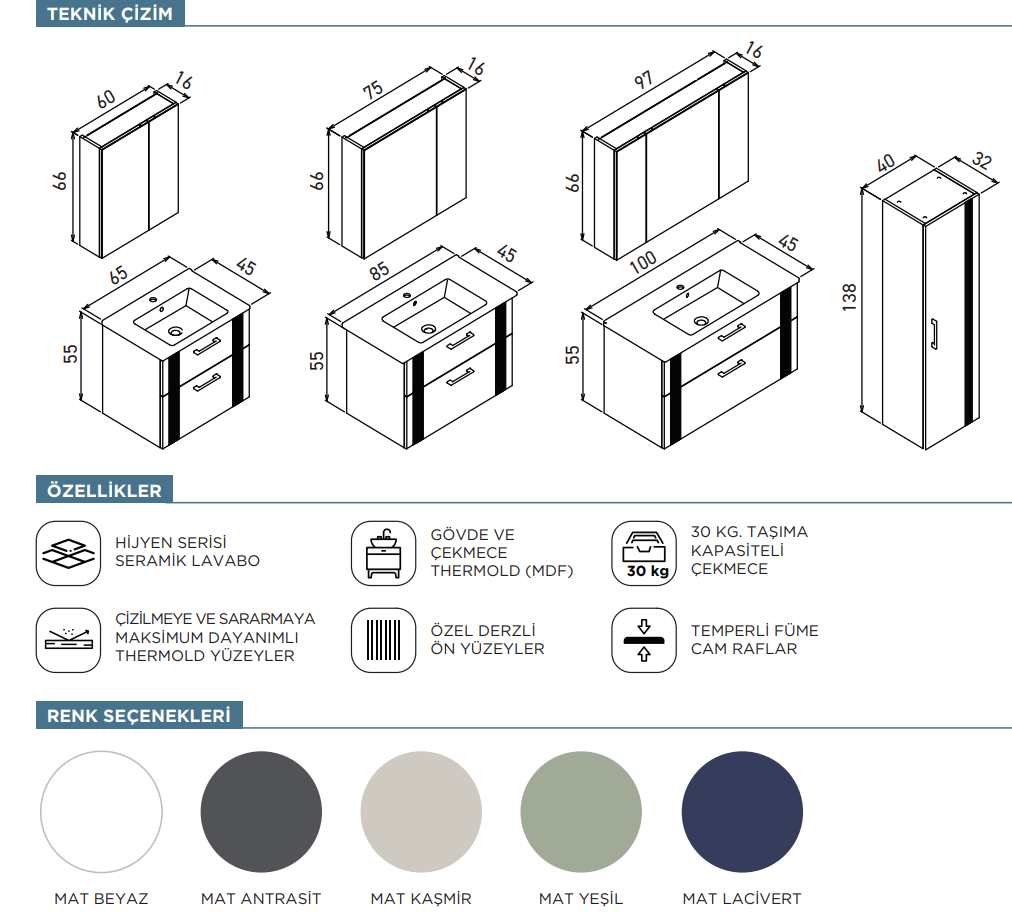 Bari Banyo Dolabı 65 cm - Image 5